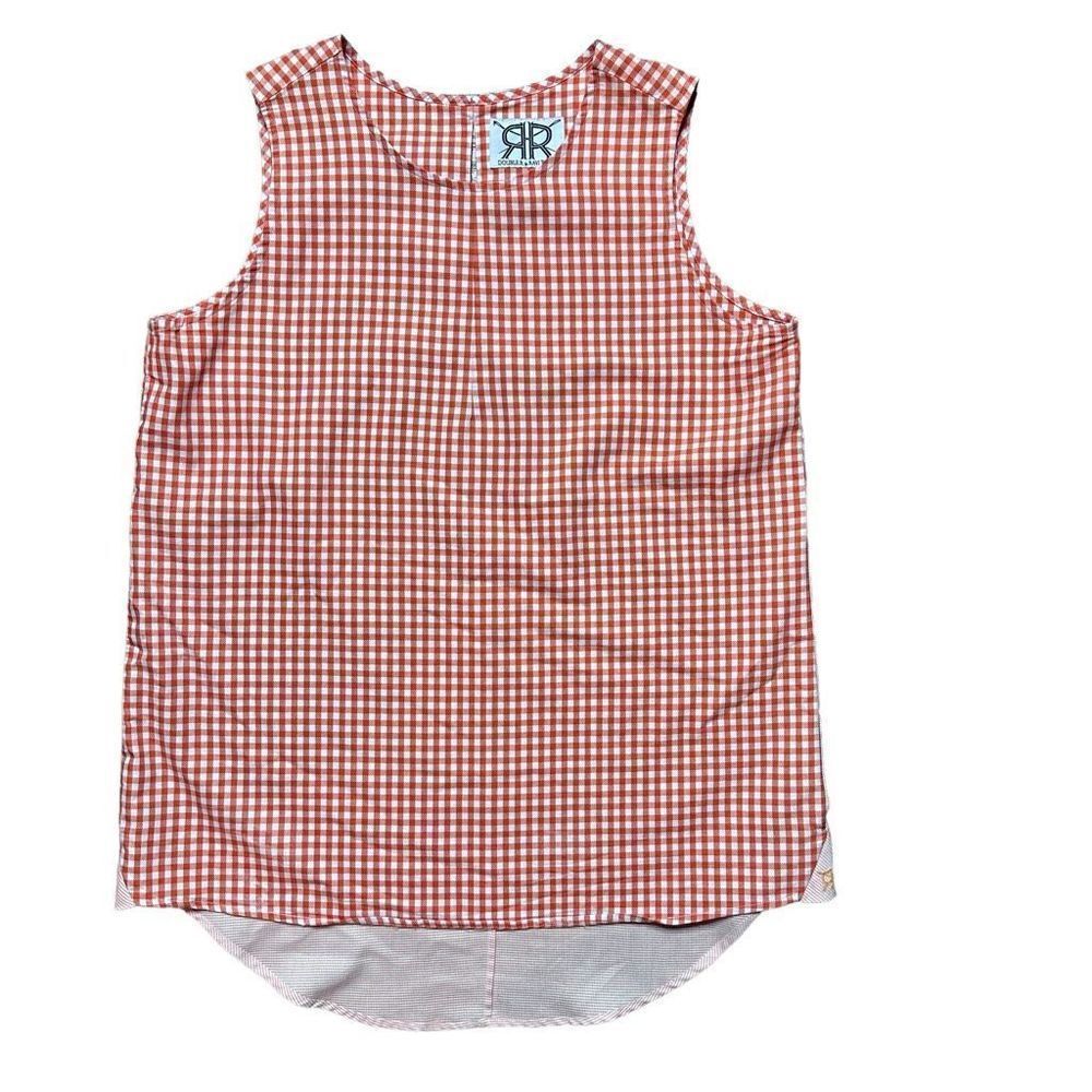 Double R by Ravi Ratan Sleeveless Top Blouse Gigham Red White Size Medium